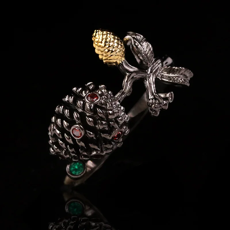 

Antique Designs Fashion Jewelry KYRA01110 CZ Ring Antique Gold Plated Unique Design 3A Zircon Ring for women, Black