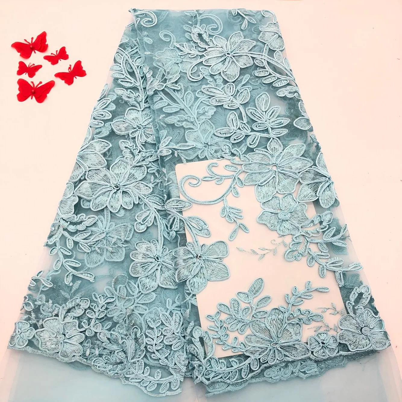 light blue lace fabric