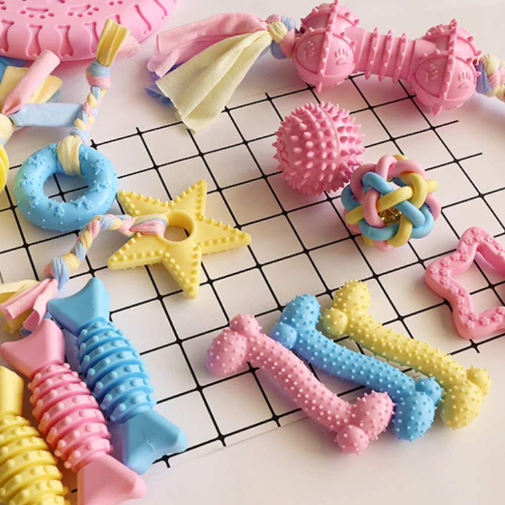 
2020 wholesale interactive pink rubber tooth cleaning dog chew ball pet toys 