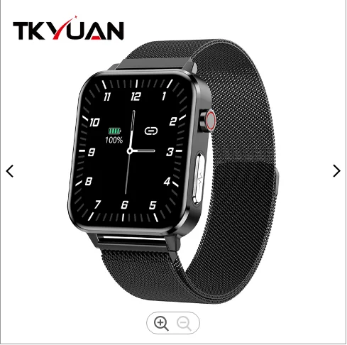 

E86 Leather Strap 1.7 Inch Digital Blood Oxygen Monitor Fitness IP68 watch Watch, Black/brown