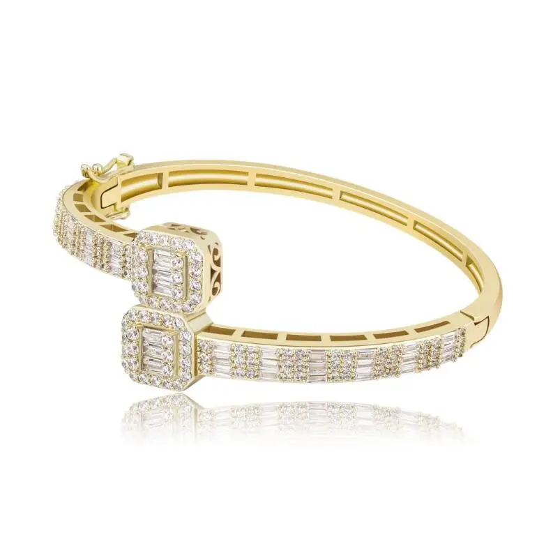

Luxury Iced Out Square Cz Diamond Baguette Bracelet Cuban Link Chain C Cuff Bracelets&Bangles Gift Jewelry