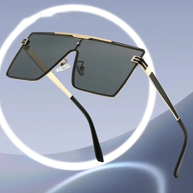 

2024 New Men'S Fashion Sunglasses Personality Men'S Driving Sunglasses Square One-Piece Metal Men Sunglasses Wholesale