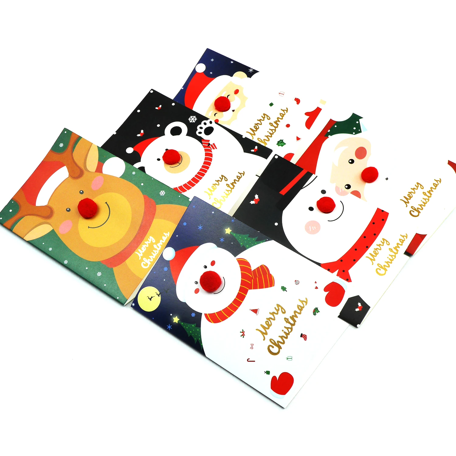 

6 Piece Cute Animal Wintertime Greeting Cards Collection with 6 Unique Festive Designs & Envelopes for Winter Christmas Season