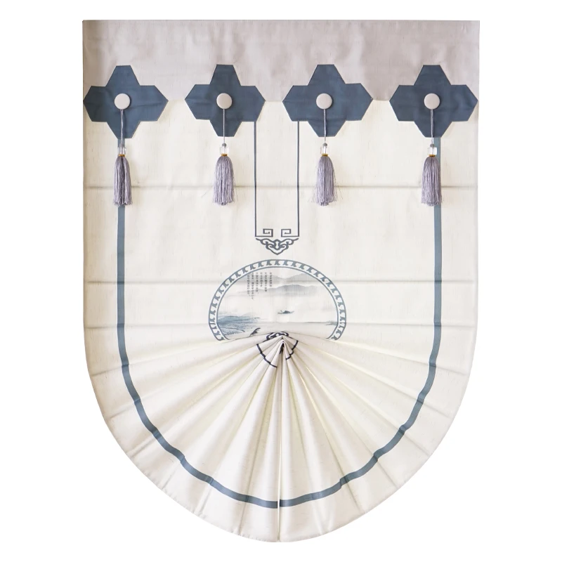 

Simple installation of new Chinese fan-shaped Roman curtain without punching