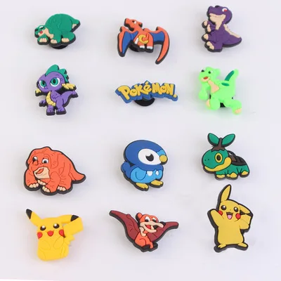 

Pikachu anime cartoon kids cute colorful DIY clog charms decorations soft PVC accessories garden shoes diy charms, As picture