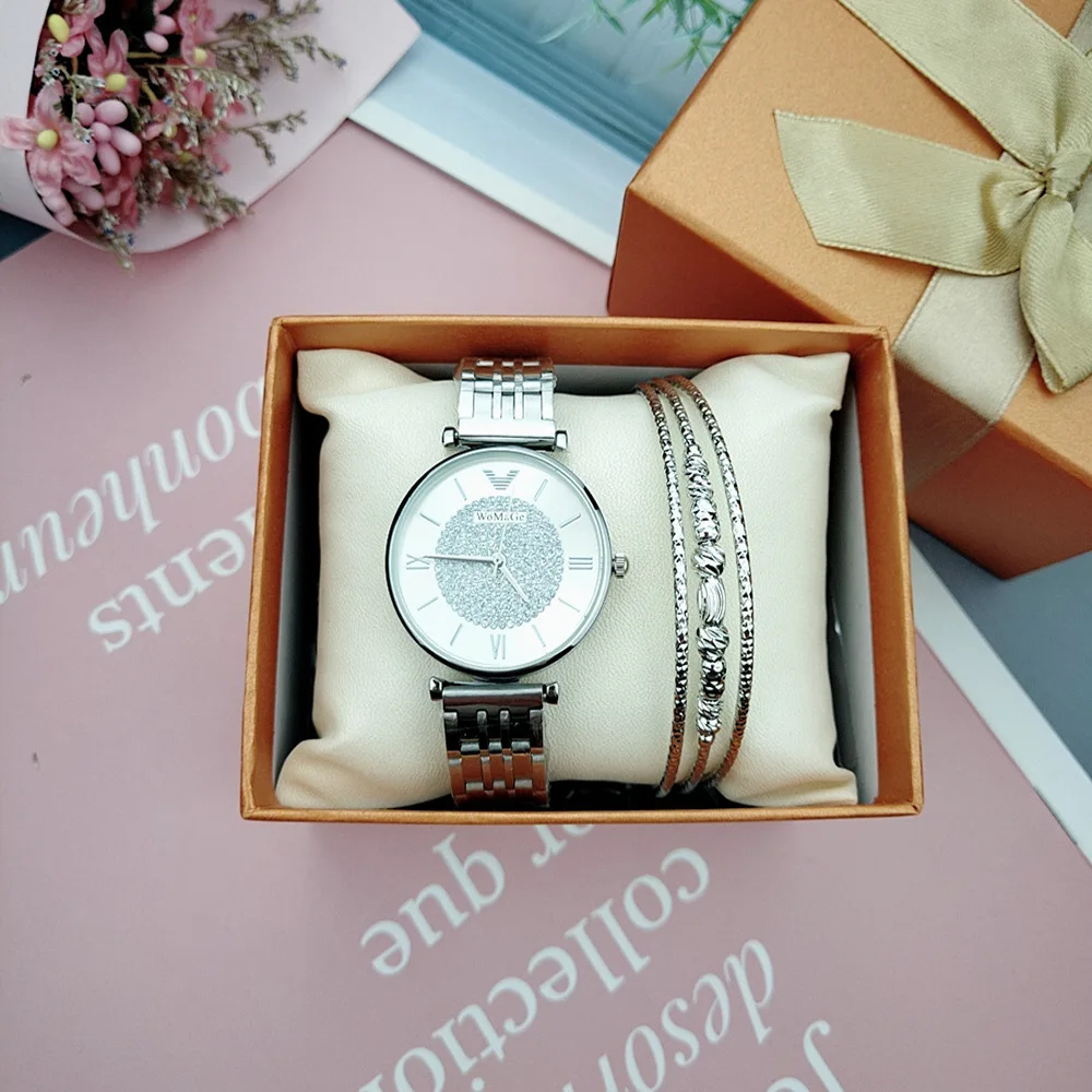 

2pcs watch for girl Bracelet Set Starry Waterproof Birthday watch with great dials, As pic