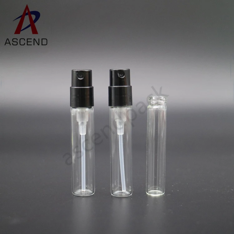 
hot sale pocket mini 1.5ml 2ml 2.5ml sample vial with spray empty glass refillable test perfume spray vial bottle 