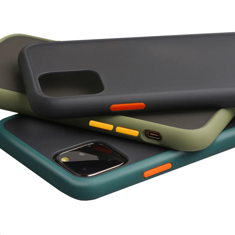 

Armor Shockproof Bumper Phone Case For iPhone 11 Pro Max Matte Hard PC Transparent Back Cover