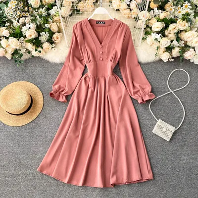 

2020 Latest Design Women French Fashion Long Sleeve Maxi Dress