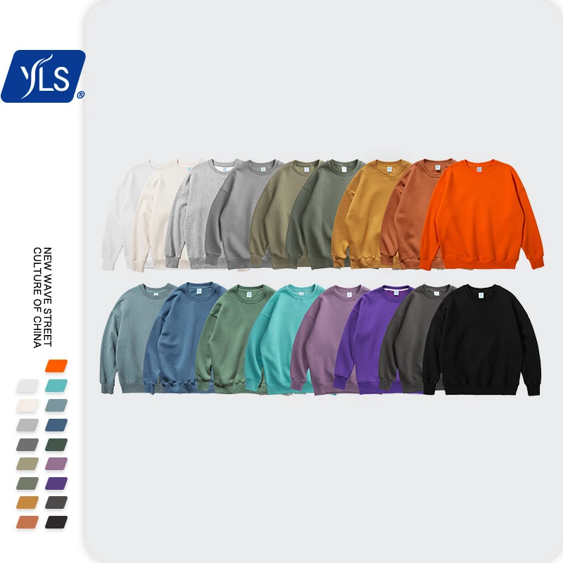 

2019 Winter Oversize Crewneck Sweatshirt Thick Brushed Candy Color Solid Color Loose Off Shoulder O Neck Hoodie for Men