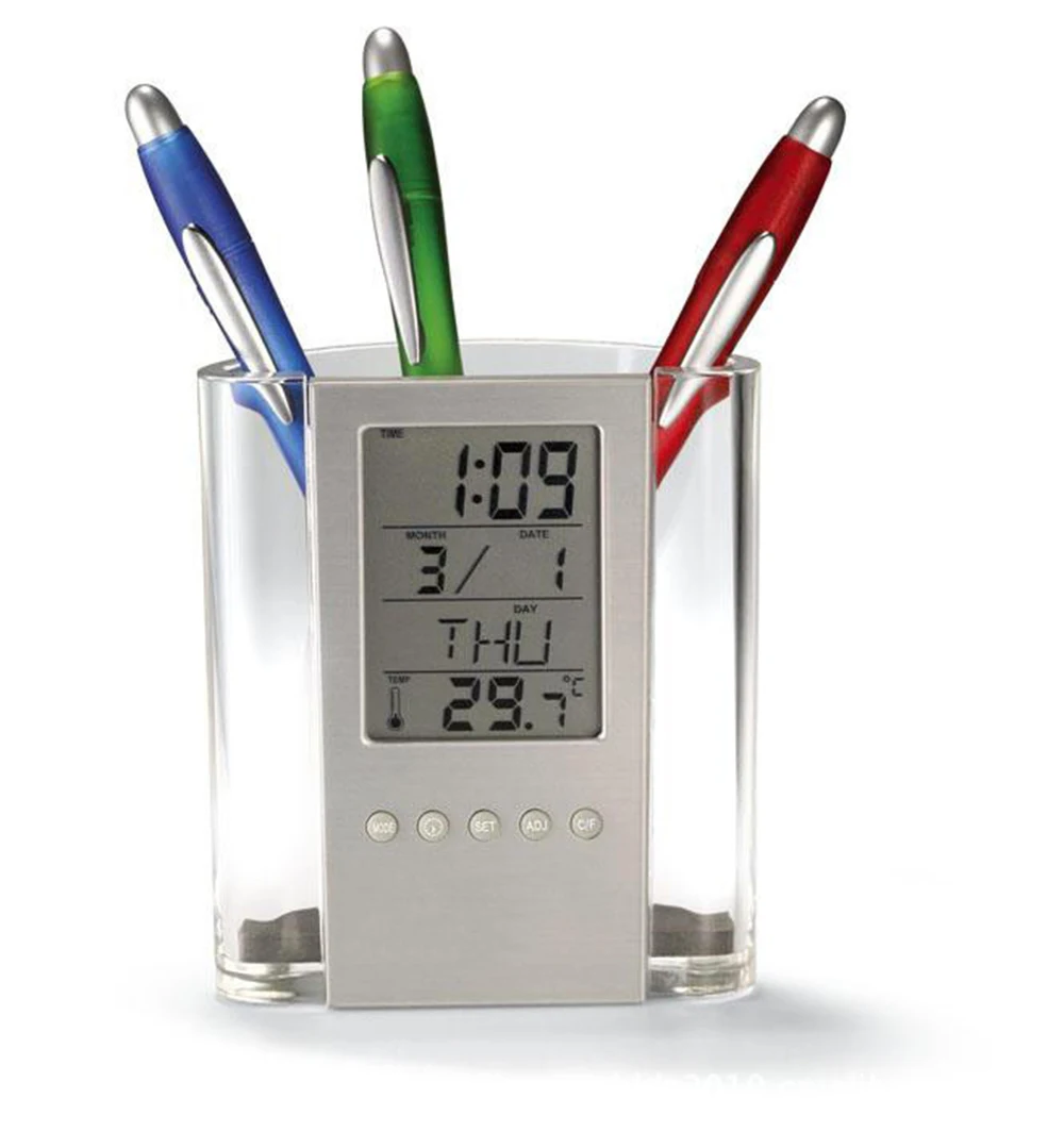 

Multifunction Electronic Perpetual Calendar Pen Holder Office Stationery Promotion Gifts Clock Custom Logo