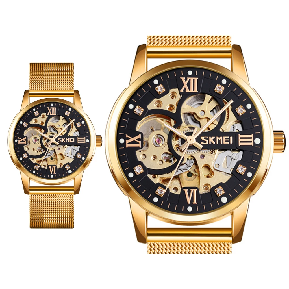 

ODM OEM Private label SKMEI wrist brand luxury sattler wristwatches india watch gold automatic mechanical watches for man