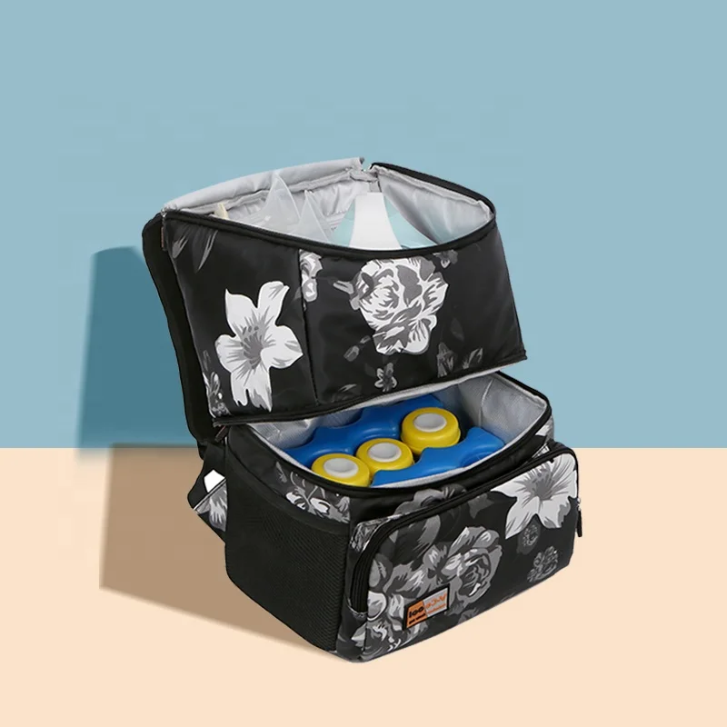 

V-Coool Diaper Bag Multi-Function Cooler Bag Double Layer for Mother Baby Bottle Breast Milk Pump Outdoor Work Backpack, Purple,blue