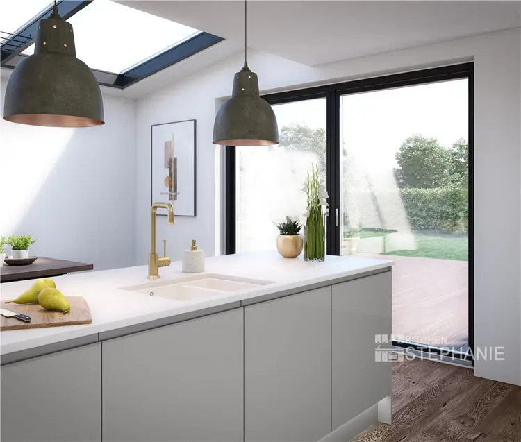 modern high gloss kitchen cabinet assembly,  grey colour acrylic kitchen cabinet door for malaysia