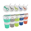Portable Solid Color folding Coffee Cups sports Drinking cup 500ml ,silicone rubber insulated collapsible mug For Outdoor Travel