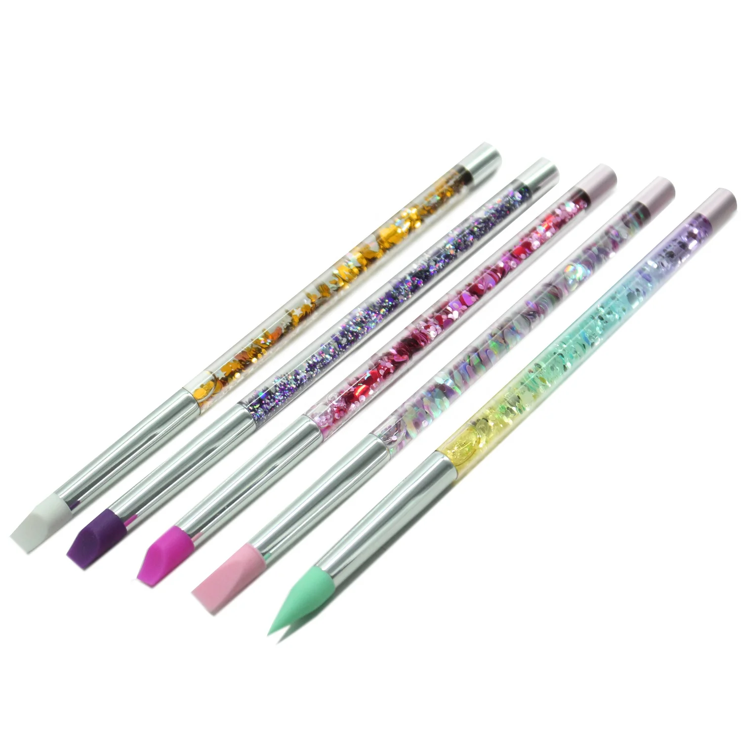 

Yihuale New style 5Pcs Nail Art Silicone Pens Acrylic Handle Gel Nail Art Carving Drawing Brushes