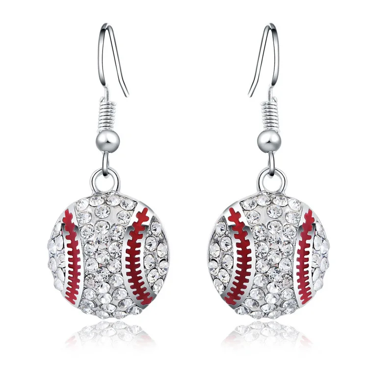 

Ladies Trendy Fashion Enamelled Jewelry Women Zinc Alloy Sports Baseball Pendant Earrings For Women