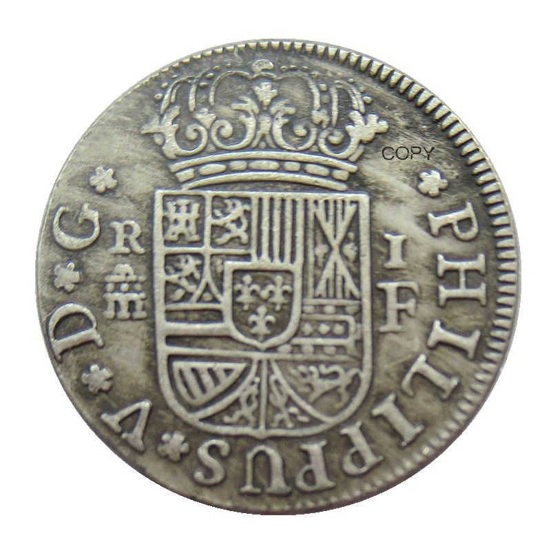 

Reproduction Euro Spain 1 Reales 1727 1728 Silver Plated Coins