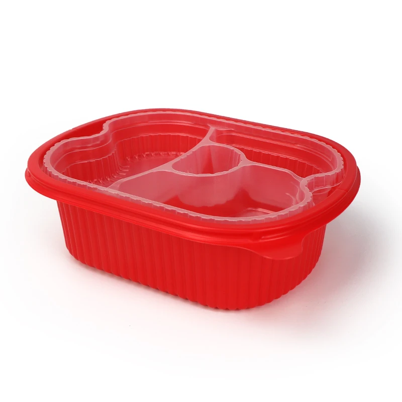 

Recyclable and high level EC plastic box takeaway food container disposable packaging boxes 2 layer lunch box, Black