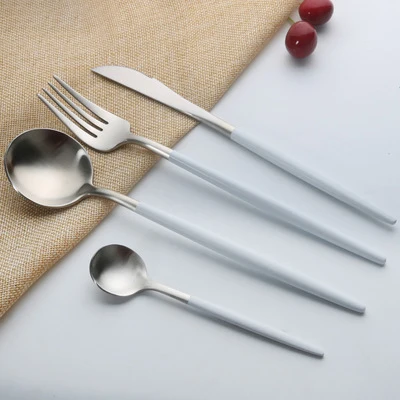 

Silver Hot Sale Western Elegant Dinnerware 304 Stainless Steel Wedding Metal Cutlery, Silver/gold/black/white/blue/pink/red/rosegold