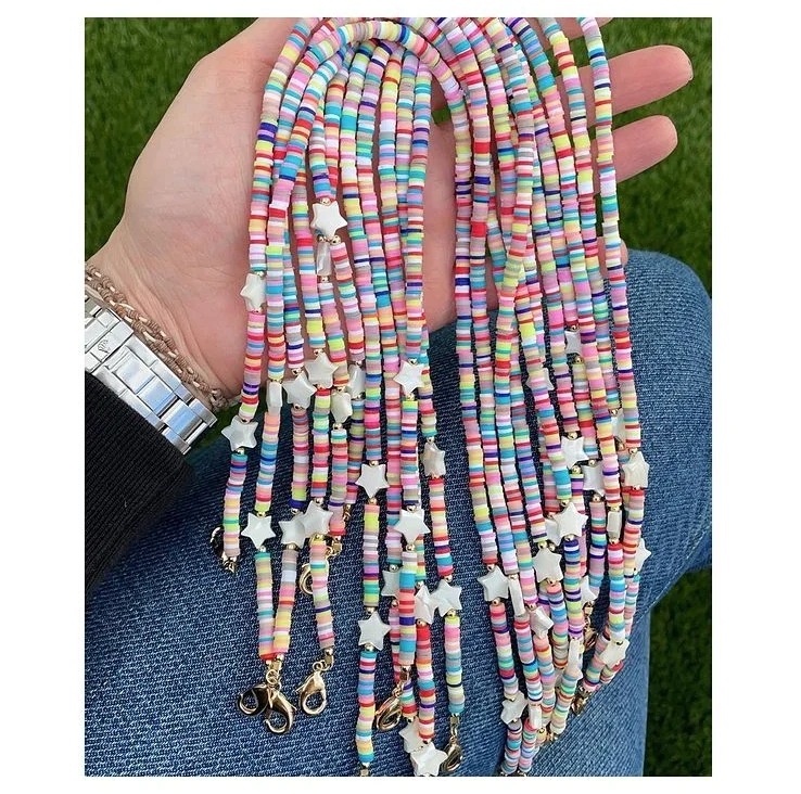 

Heart shell Fashion Sunglasses Chain for Women Anti Slip Reading Glasses colorful Beads Chian Eyewears Cord Holder Necklace Stra