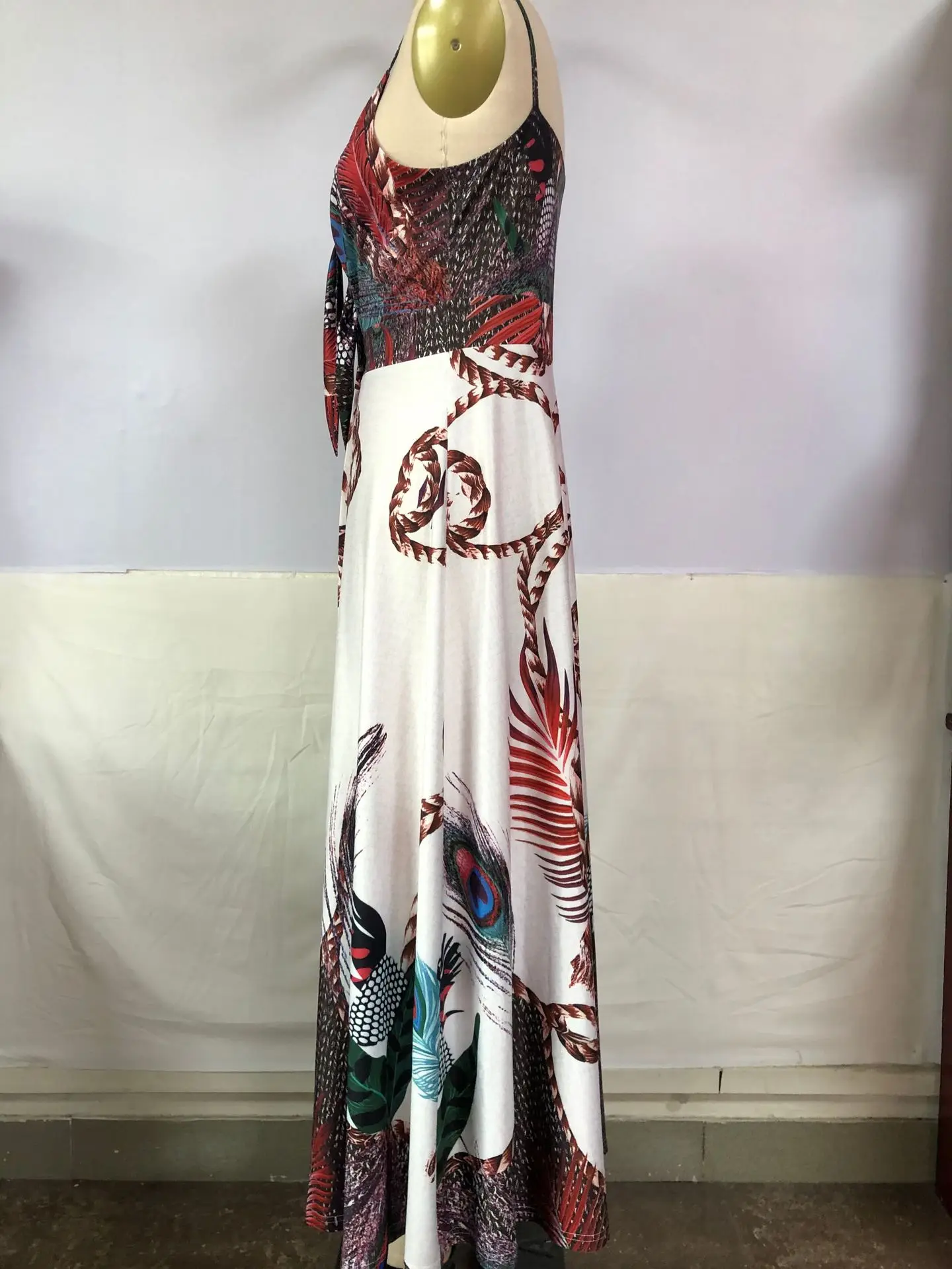 S-XXL European and American New Lace up Floral Sexy Camisole Dress