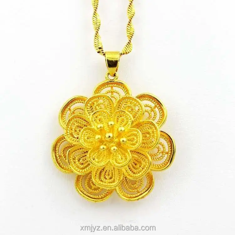 

Brass Gold-Plated Hollow Flower Pattern Women's Alluvial Gold Pendant Multi-Layer Pendant Rich Rose Pendant Supply