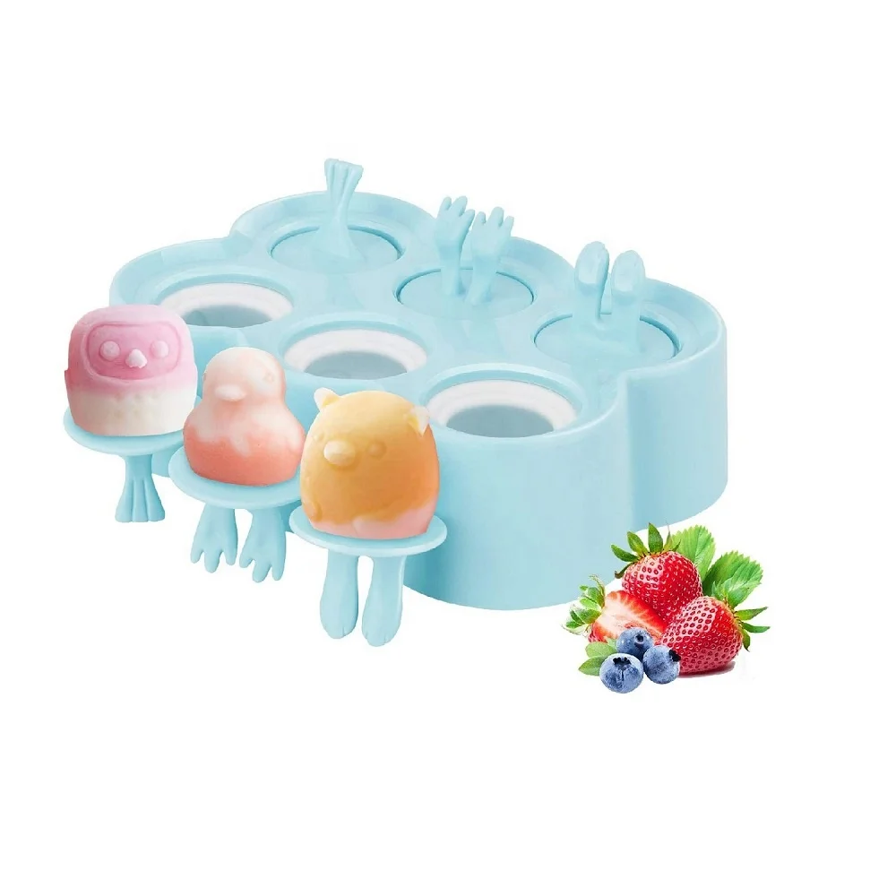 

DIY 6-Cavity Cartoon Silicone Frozen Ice Pop Maker BPA Free Popsicle Rectangle Ice Cream Tray Holders