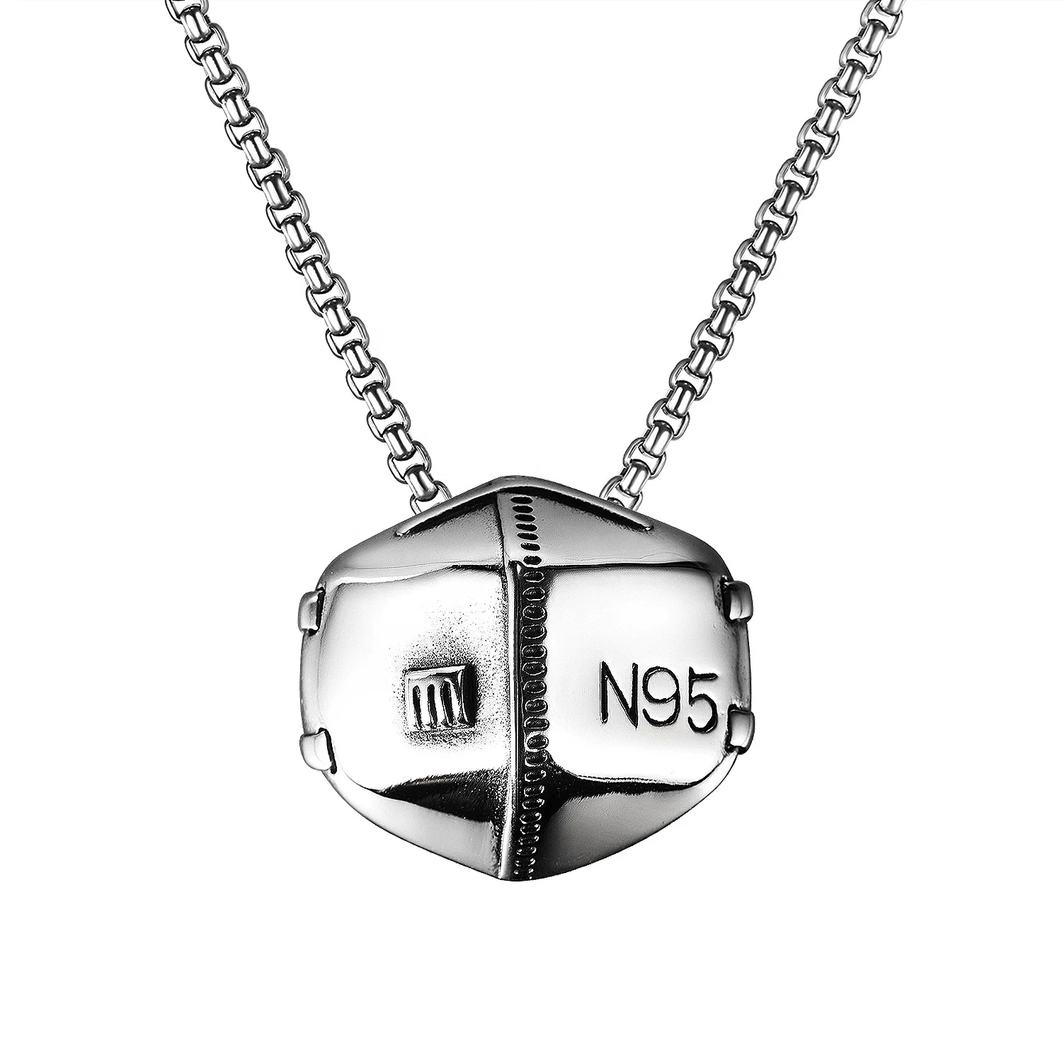 

New Creative titanium steel face mouth-muffle pendant street hip hop fashion personality stainless steel necklace men, Silver color