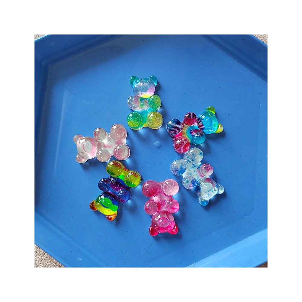 Resin Gummy Bear Beads for Jewelry Making 3D Rainbow Animal Miniatures Bracelet Pendants DIY Finding