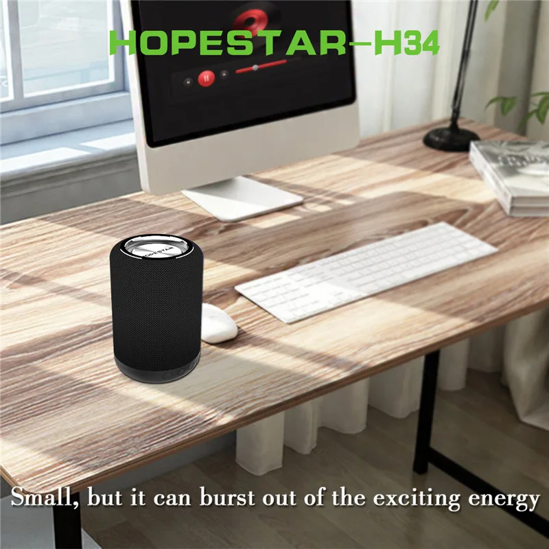 Hopestar H34 Mini Bluetooth Speaker Portable Wireless Waterproof Handfree Hifi Stereo Bass Player Power Bank Support Usb Tf Fm - ANKUX.COM