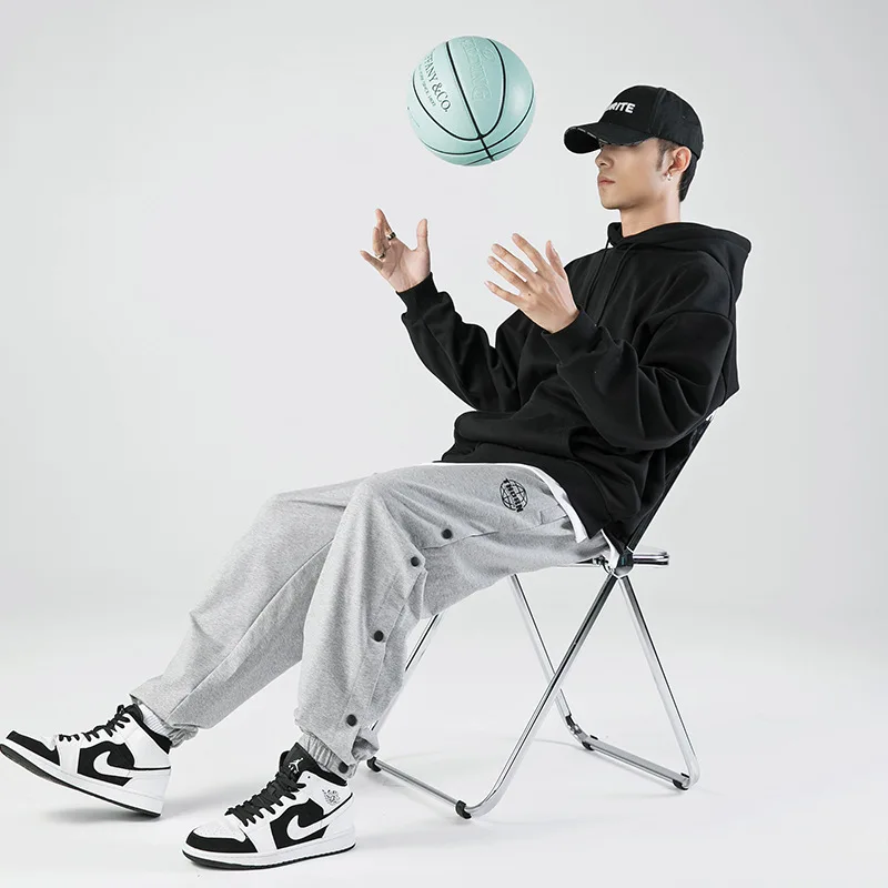 

Trend style Double Breasted Legging Trousers Men Sweat Pants Gym Wear Fitness men's trousers & pants Plus Size