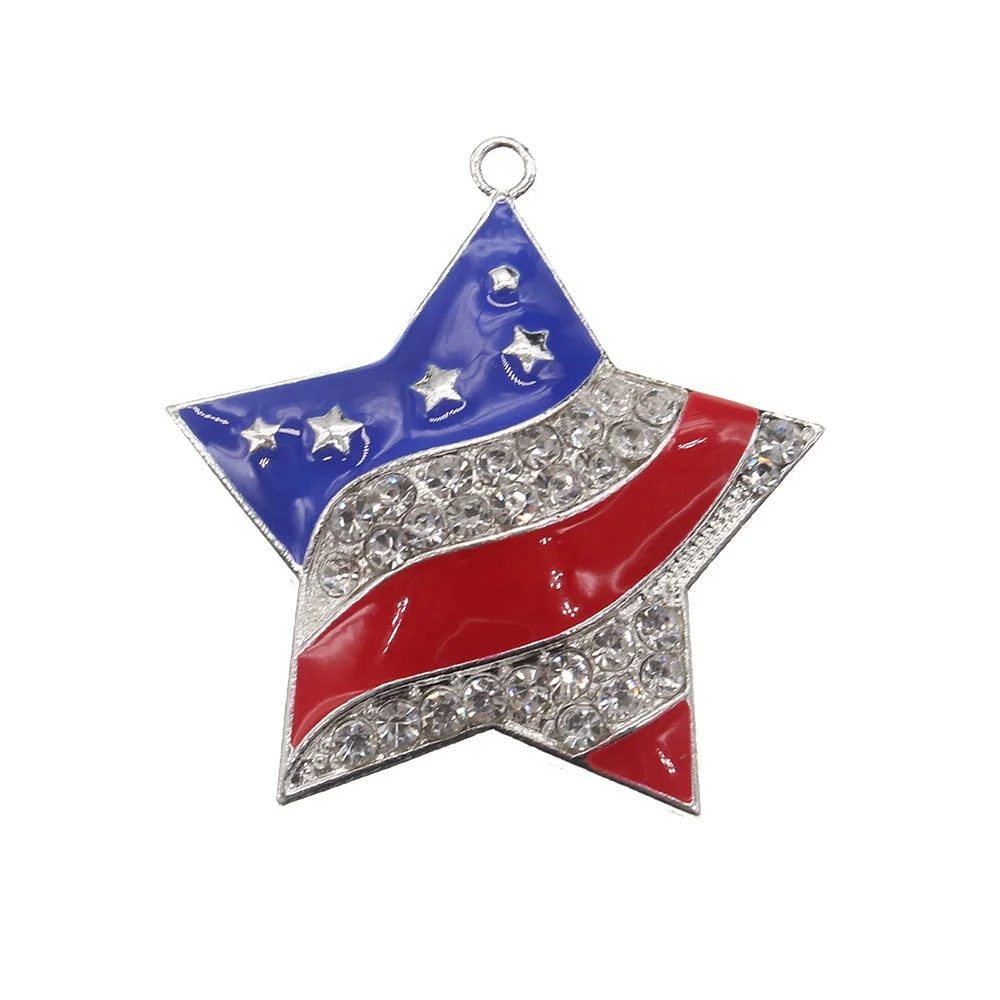 

Rhinestone Patriotic Star Pendant American USA Flag Pendant For Independence Day, Picture