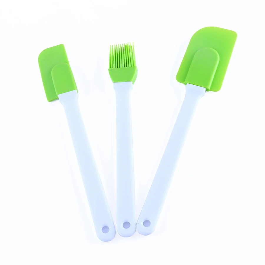 

3-pack Heat-resistant Non Stick Baking Cooking Utensil Silicone Scraper Spatula And Brush Set