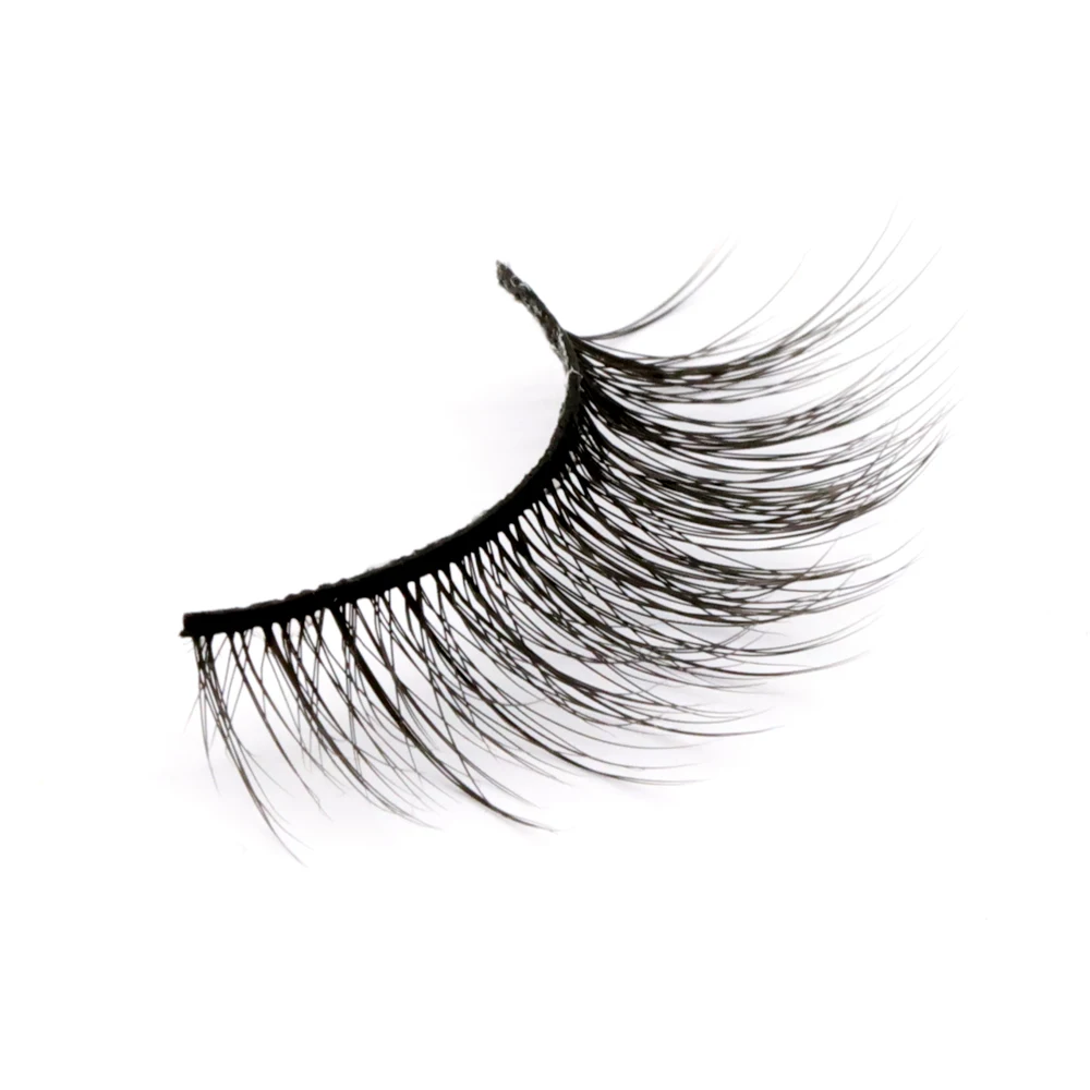 

High quality lower price 3D silk eyelash private label faux mink eyelash vendor SA19, Natural black