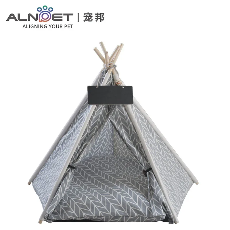 

High quality wood indoor foldable cat tent teepee tent for pet
