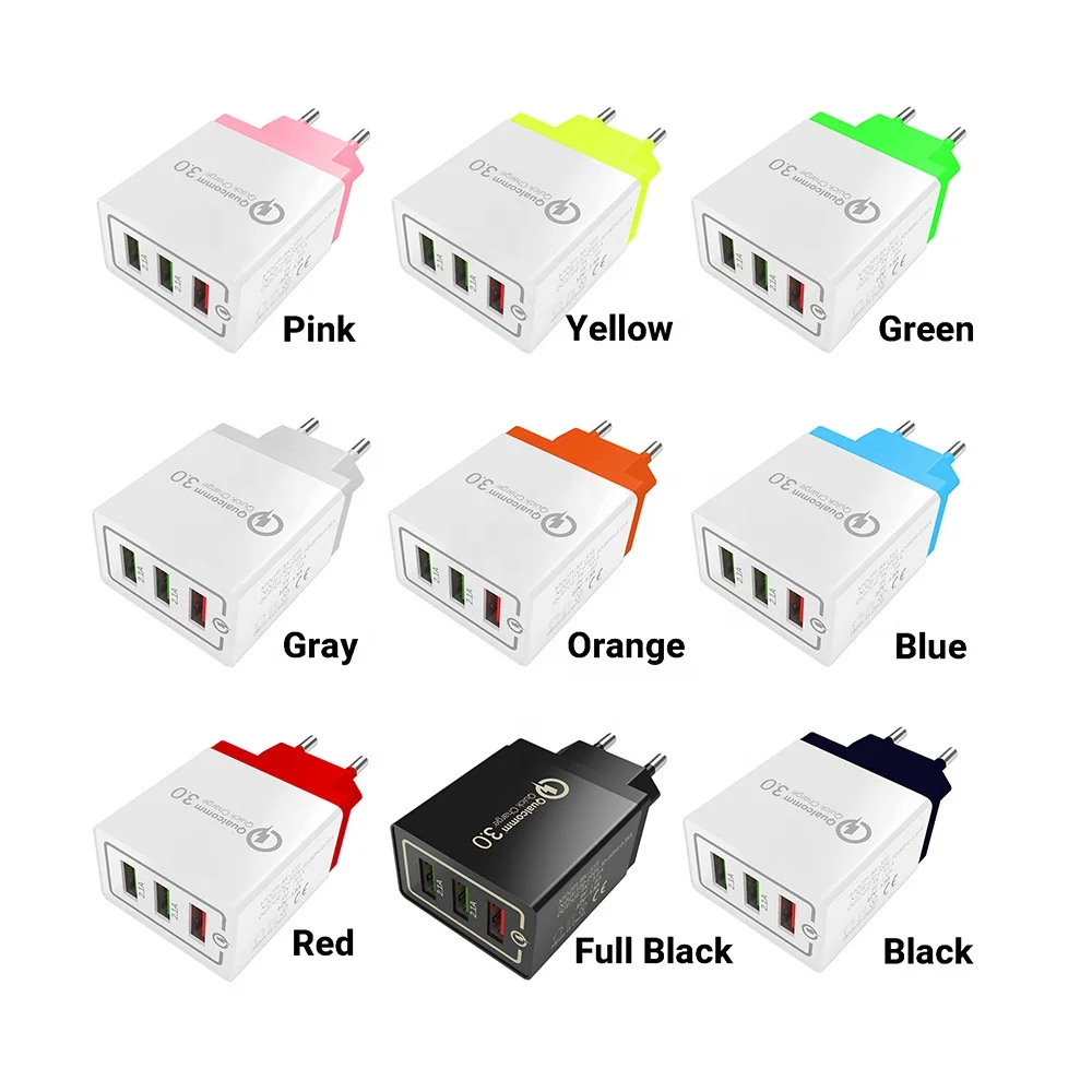 
USB Charger 3 Port Quick Charge 3.0 EU Fast Wall Charger for iPhone 