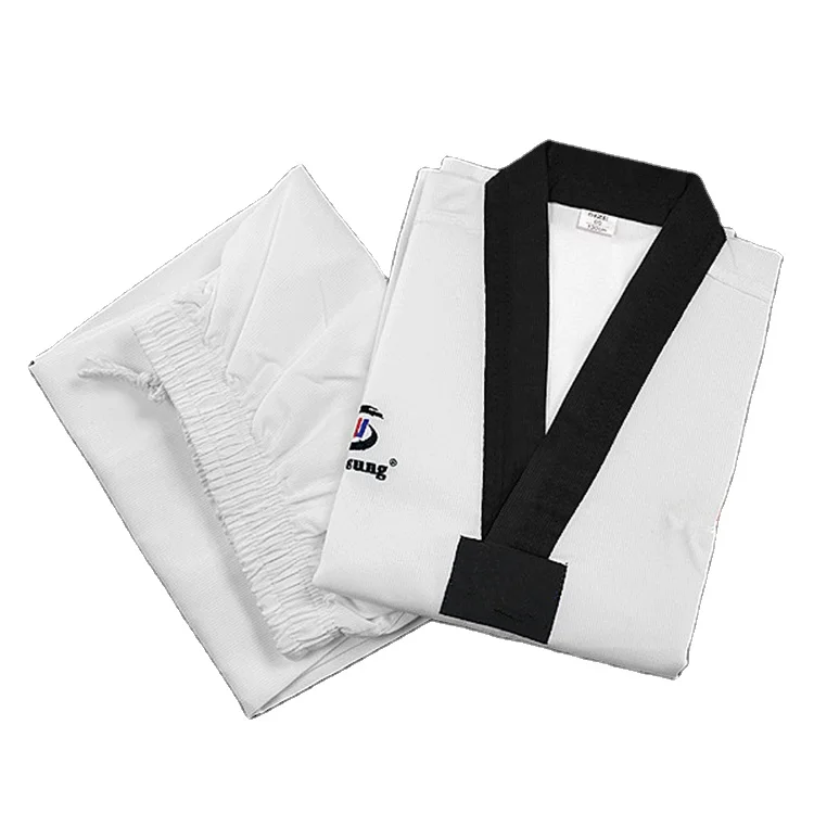 

Woosung white v neck taekwondo uniform use clothes taekwondo second hand uniform for sale taekwondo uniforms manufacturers