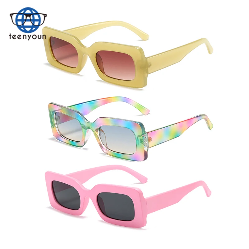 

Teenyoun Personality Pattern Sunglasses Milan Fashion Design Sun Glasses Small Rectangle Summer Shade Eyewear