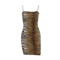 

fashion dress leopard print slash neck sleeveless tube slip mini dress autumn women party club bodycon outfits streetwear