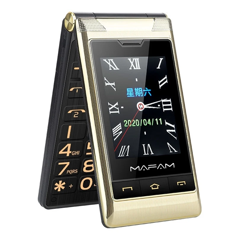 

New F10 Dual-screen Flip Phone Big Keys 2.8 inch Touch Display and 2.4 inch Phone Family Number Dual SIM Mobile Phone