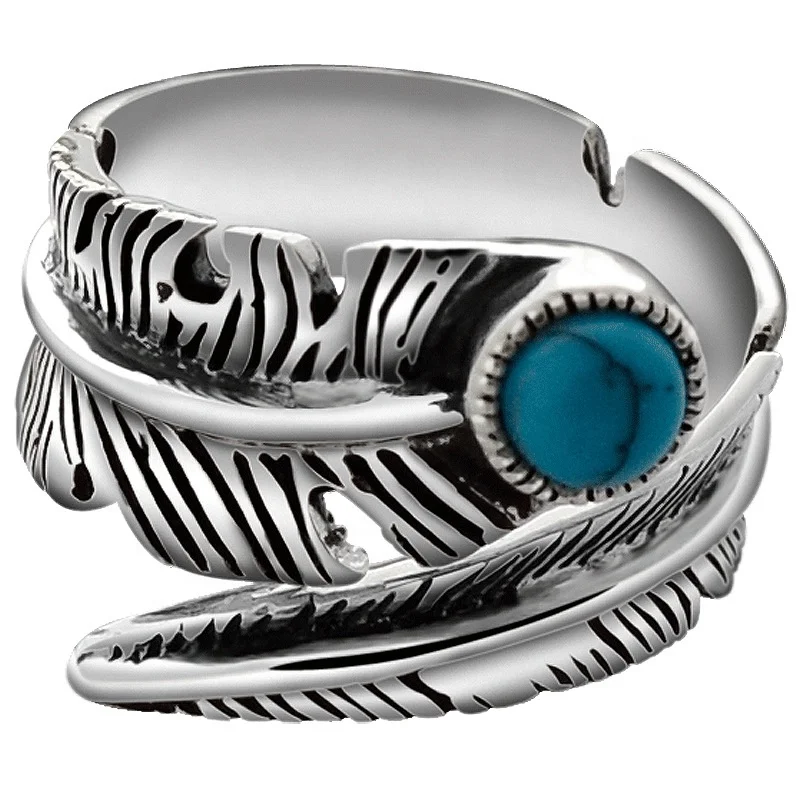 

Vintage Tibetan Feather Engagement Ring For Women Men Female Wedding Jewelry Gift
