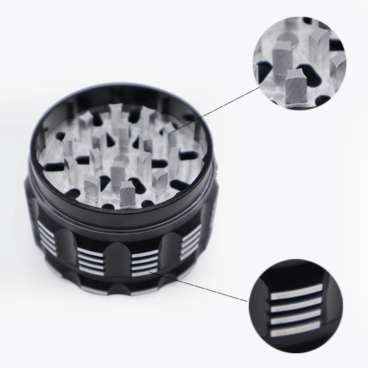 Mr HEMPZY New Herb and Spice Grinder 2.5 4 Layer Aluminum Alloy Design Includes Pollen Scooper Black