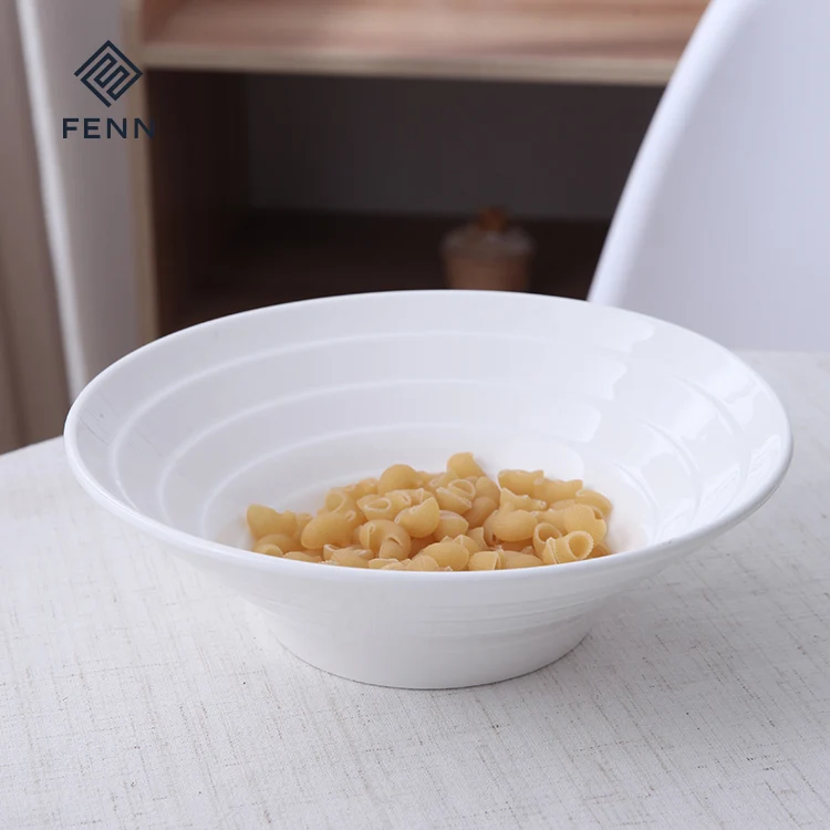 FENN 9 Inch Modern Style Round Porcelain Fire Resistant Ramen Wire Horn Soup Ceramic Glazed Noodle Bowl Set of 4