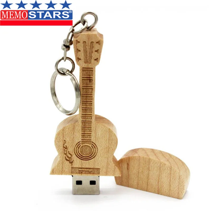 

custom musical instrument gift supplier custom guitar shape wooden USB Stick for advertising giveaways promotions