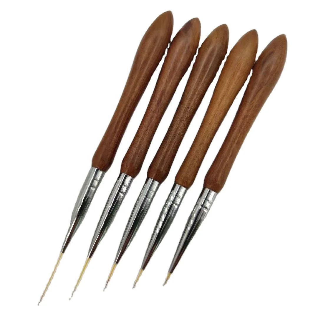 

5pcs Fat Wooden Handle Nail Art Liners Striping Brushes Fine Line Drawing Detail Painting Blending 0.6cm 0.9cm 12cm 18cm 24cm, Black pink purple white