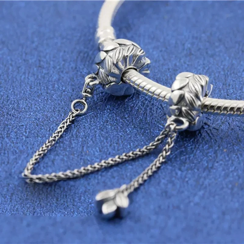 

925 Sterling Silver Wheat Grains Safety Chain Charm Bead For European Style Jewelry Charm Bracelets & Necklaces