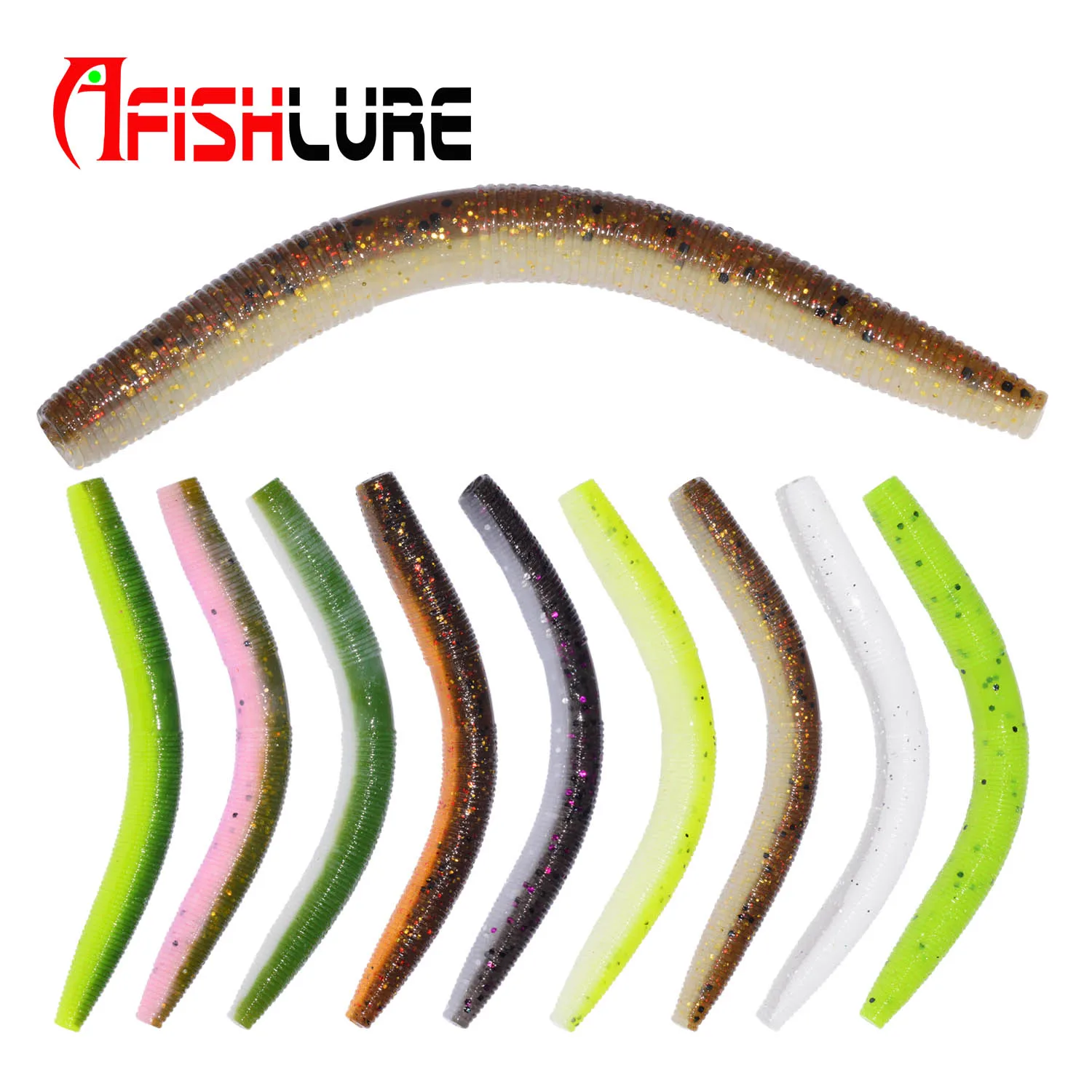 

Fishing Lure Stick Senko Worm 10cm 6.5g 8pcs AR24 2.5 inch Bass Soft PVC Worm Lures Baits Double Colors Earthworm for Wracky Rig, 8 colors for choice