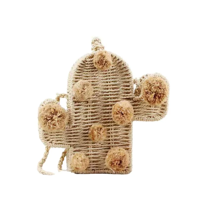 

2021 New Arrival Rigid Sling Bag Cactus Like Fashion Small Bag Special Design Grass Woven Bag, 1 colors