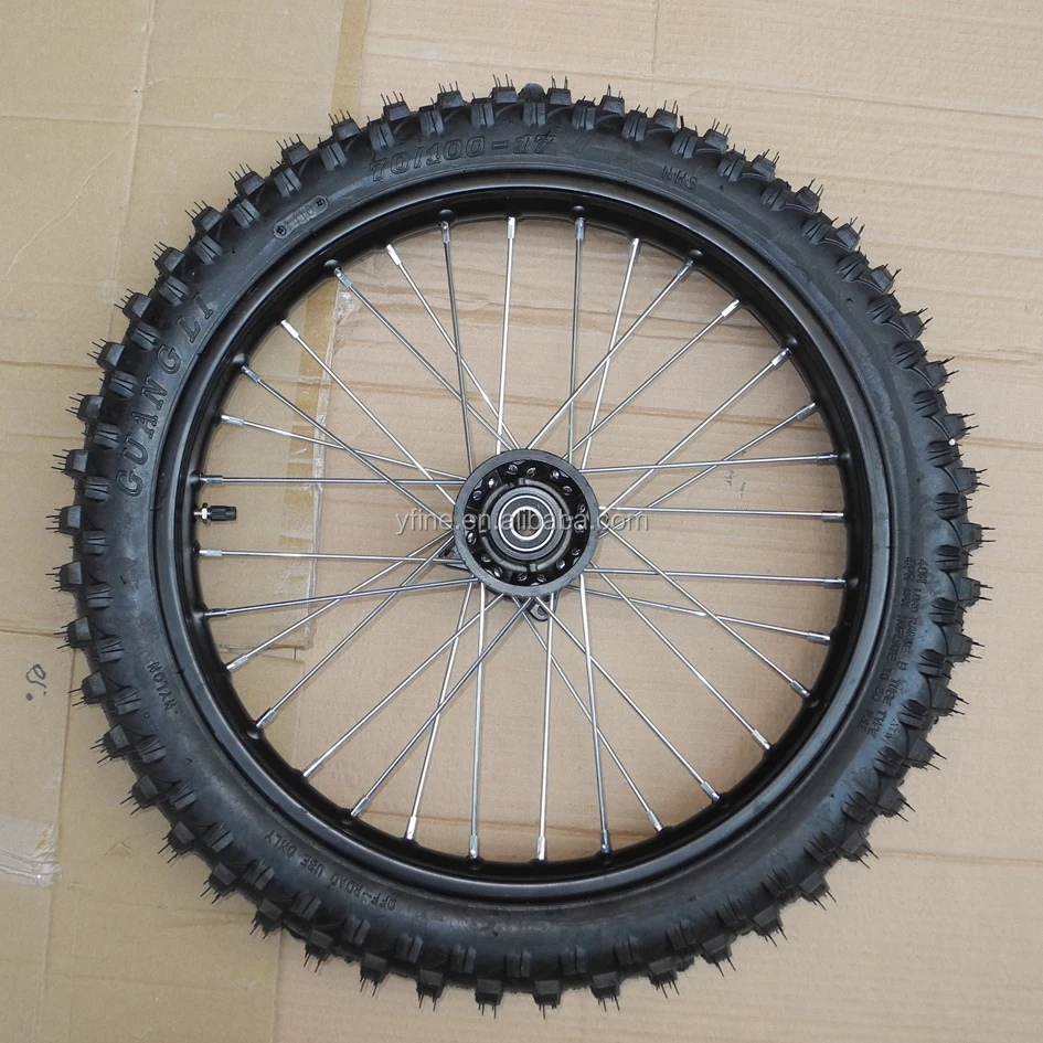 70/10017 17 Inch Tire For Pit Bike Dirt Bike Front Wheel Assy 12mm Or